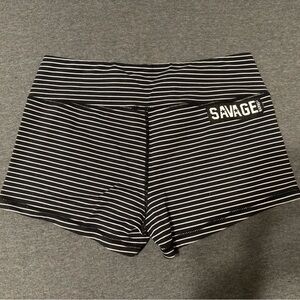 Savage Barbell Black and White Spandex Shorts - size Large